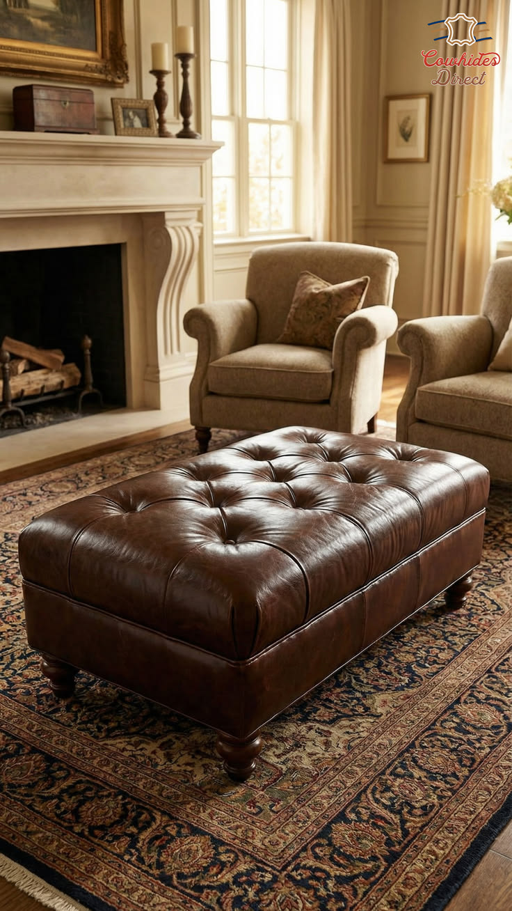 Tufted Leather Ottoman